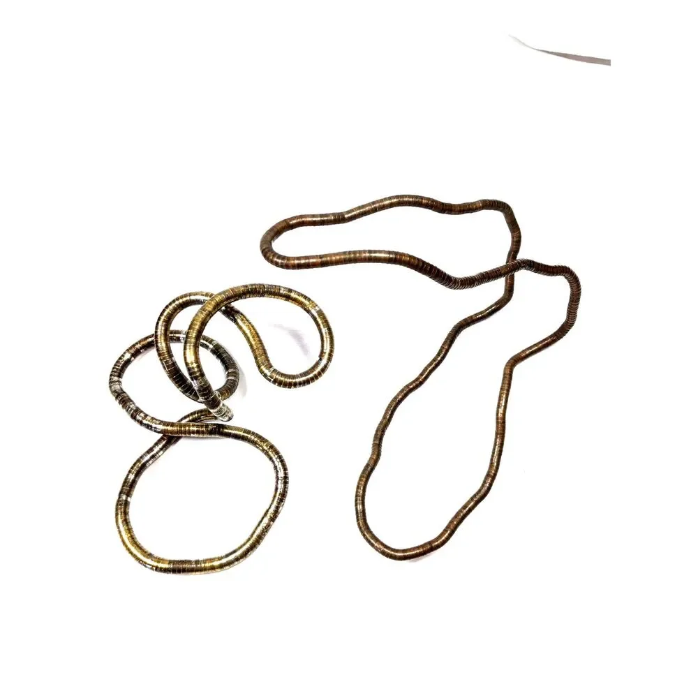 Vintage 80s Brutalist Snake Necklace Set Thick & Narrow Flexible Indie Artsy